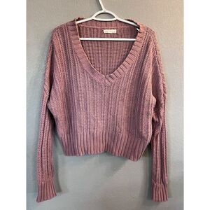 Aeropostale Pink Crop Cable Knit Sweater Cozy Soft Cable‎ Knit Women’s Medium
